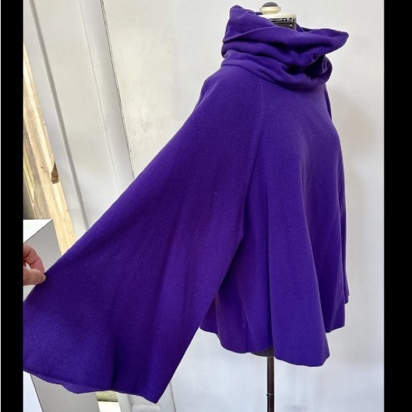 VINTAGE 1990s BYBLOS LADIES CASHMERE WOOL PURPLE SWING TOP COWL NECK EU 40 L - Picture 3 of 9